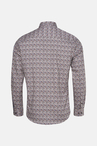 Chemise multicolore de DELAHAYE, motif floral intégral, manches longues et coupe ajustée, vue de dos.