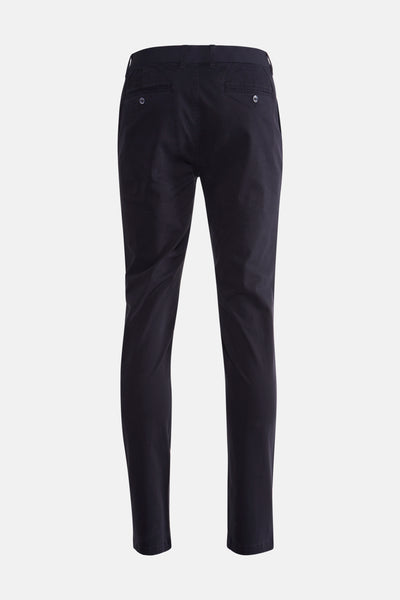 Pantalon bleu de DELAHAYE, coupe chino, avec poches arrière boutonnées.