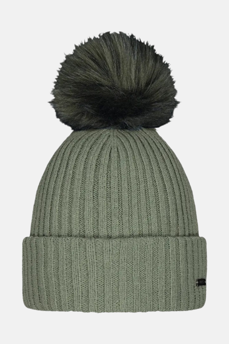 Groene muts van BARTS met een decoratieve pompon bovenop.