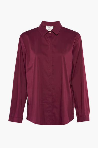 Chemise à manches longues rouge de Terra di Siena, avec col classique et coupe ample.