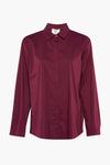 Chemise à manches longues rouge de Terra di Siena, avec col classique et coupe ample.