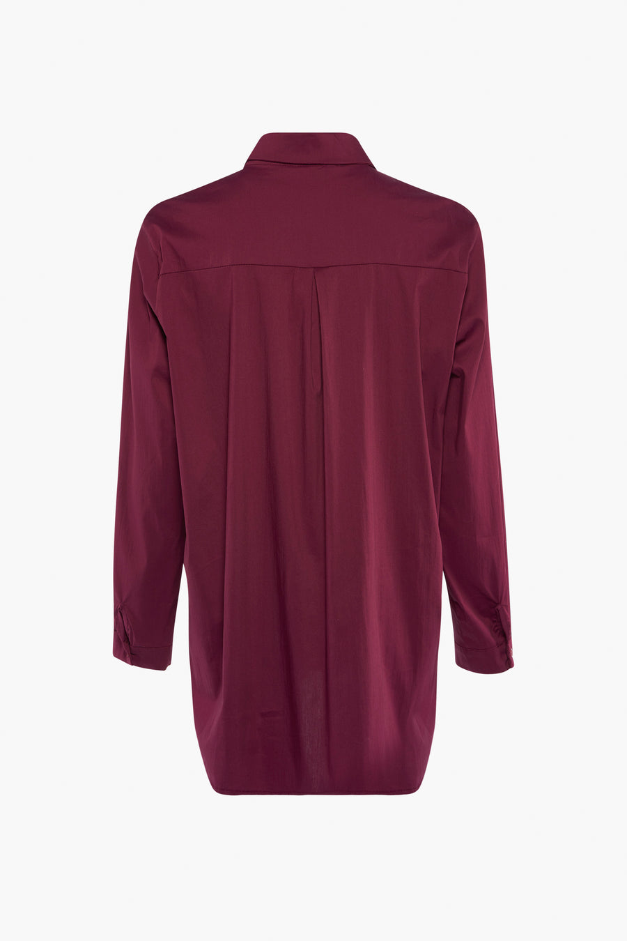 Chemise à manches longues rouge de Terra di Siena, vue de dos, avec pli au milieu et manches boutonnées.