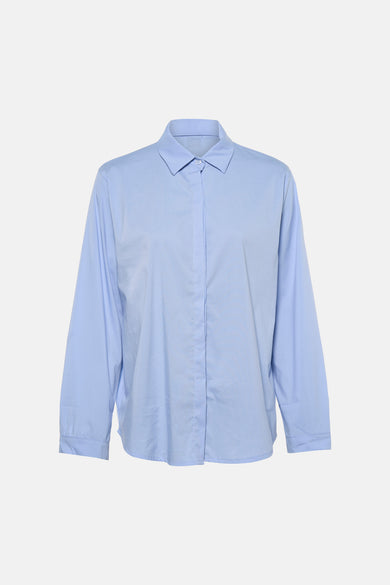 Chemise bleu de Terra di Siena, coupe ample, à manches longues et col classique.