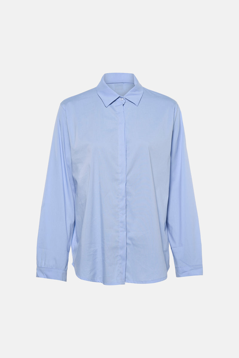 Chemise bleu de Terra di Siena, coupe ample, à manches longues et col classique.