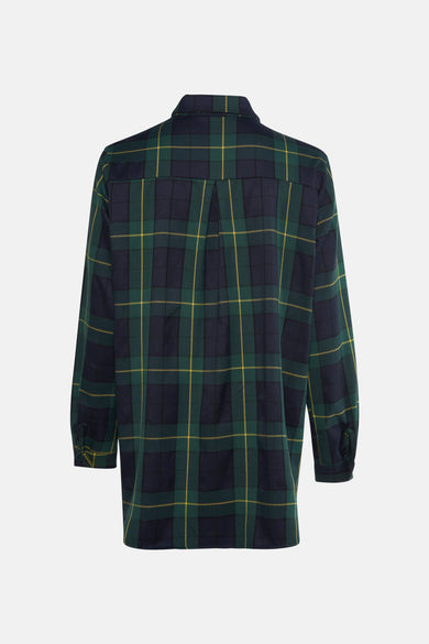 Chemise à manches longues multicolore de Terra di Siena, à carreaux écossais verts, marine et jaunes.