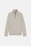 Sweat à col montant gris par BOSS ORANGE avec fermeture éclair courte et logo ton sur ton.
