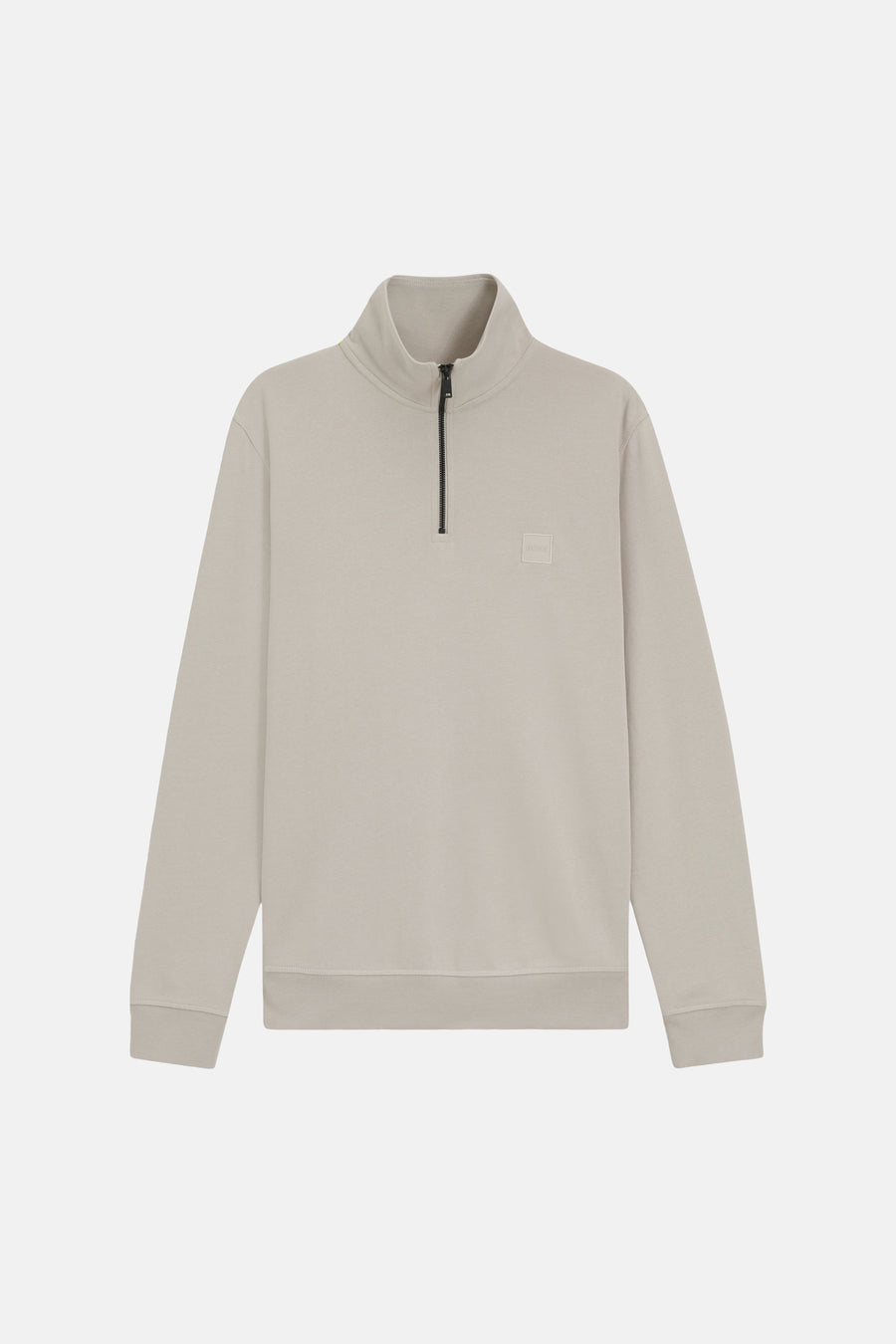 Sweat à col montant gris par BOSS ORANGE avec fermeture éclair courte et logo ton sur ton.
