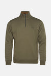 Sweat-shirt kaki à col montant de BOSS ORANGE, avec une fermeture éclair courte.