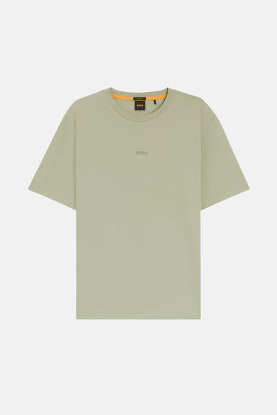 Groen T-shirt met korte mouwen van BOSS ORANGE, met ronde hals en discreet logo op de voorkant.
