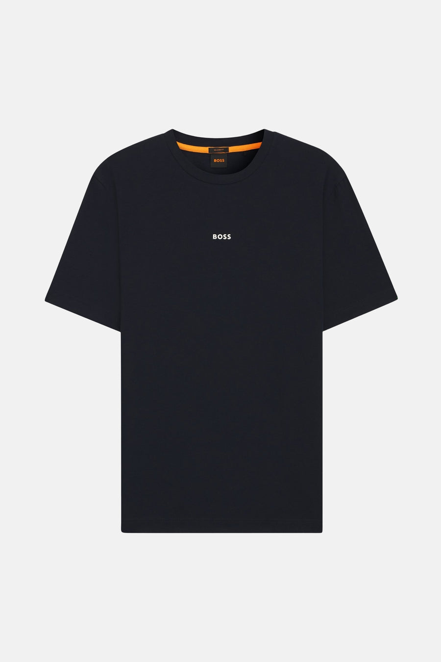 T-shirt à manches courtes bleu de BOSS, avec le logo de la marque au centre.
