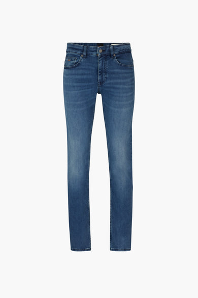 Jeans droit bleu par BOSS ORANGE, avec une coupe classique et un subtil délavage.
