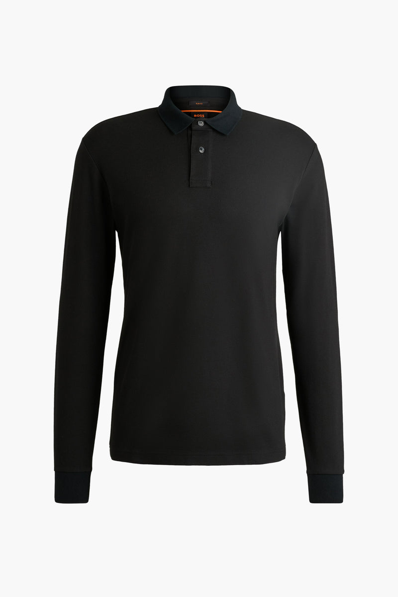 Polo met lange mouwen - zwart