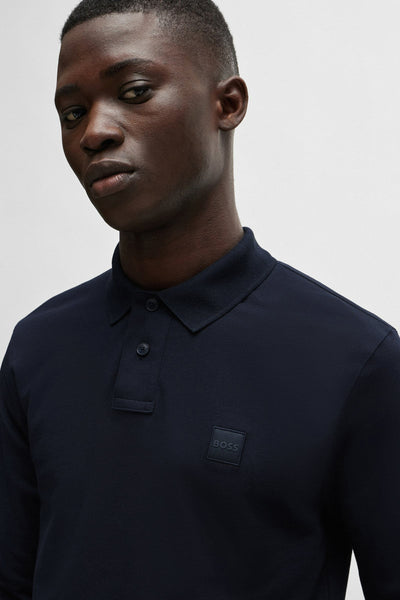 	Heren tops polo lange mouw Blauw - BOSS ORANGE