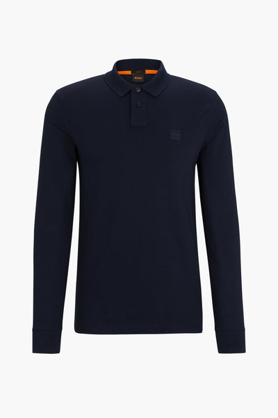 	Heren tops polo lange mouw Blauw - BOSS ORANGE