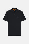 Polo bleu marine à manches courtes de BOSS, avec logo discret sur la poitrine.
