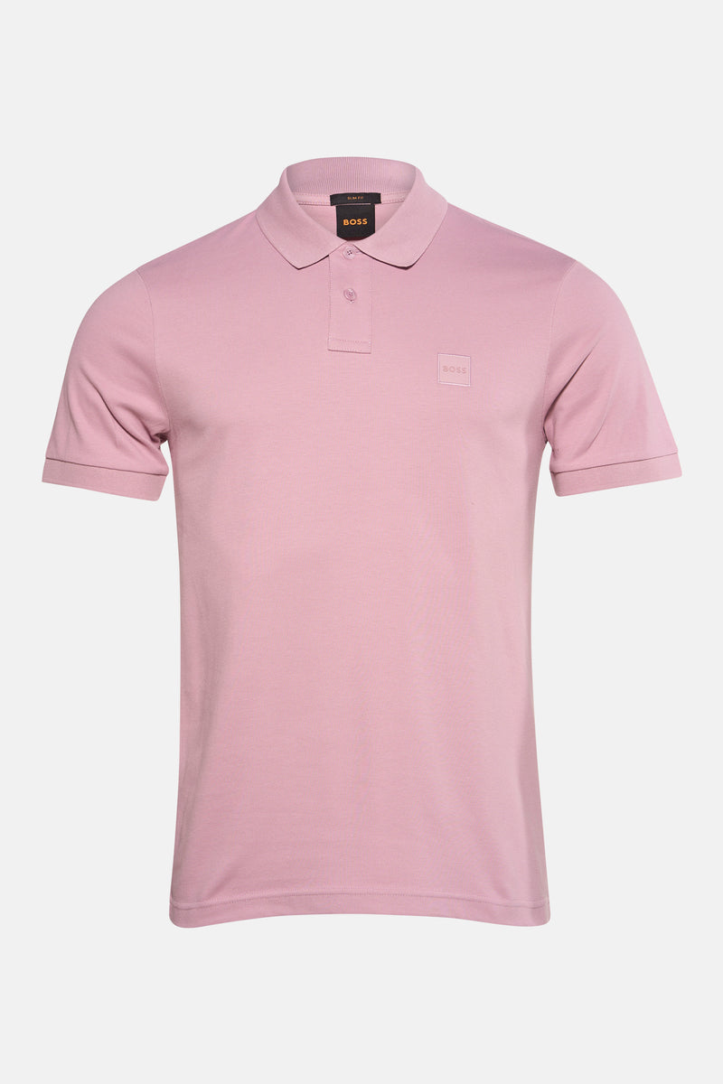 Roze poloshirt met korte mouwen van BOSS ORANGE, achterzijde, in piqué.
