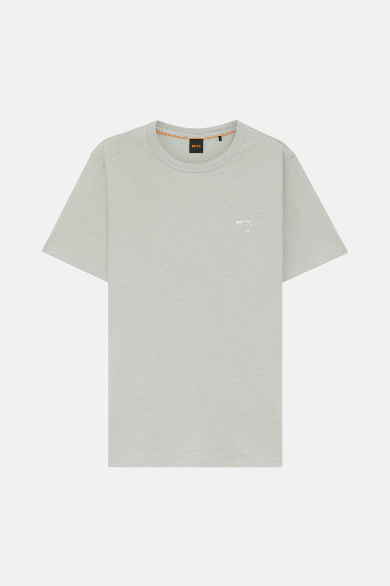 Grijs T-shirt met korte mouwen van BOSS ORANGE met discreet logo op de borst.