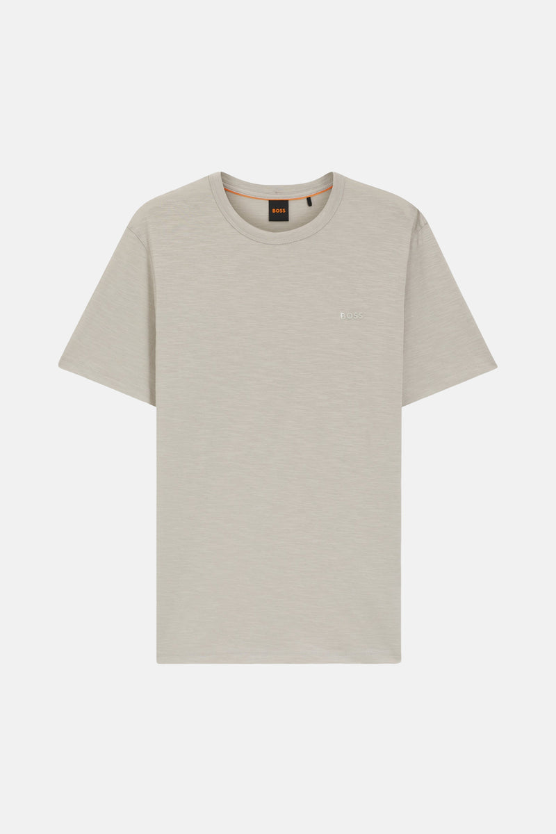 Grijze T-shirt met korte mouwen van BOSS ORANGE met discreet geborduurd logo.