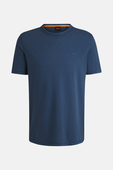T-shirt bleu à manches courtes de BOSS ORANGE, avec un logo ton sur ton sur la poitrine.