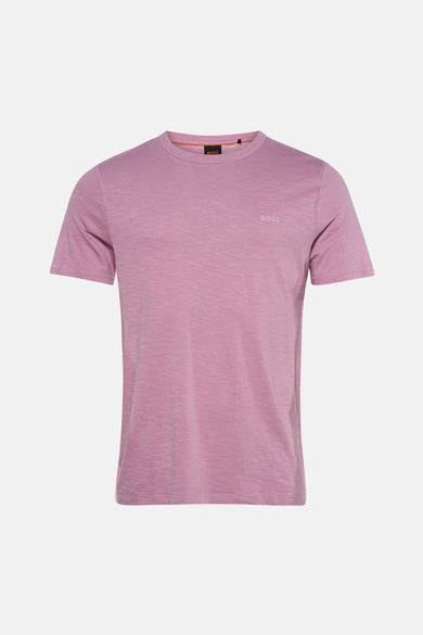 Roze T-shirt met korte mouwen van BOSS ORANGE, effen met discreet logo op de borst.