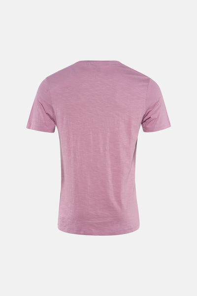 Roze T-shirt met korte mouwen van BOSS ORANGE met een subtiele gemêleerde textuur, achterzijde.
