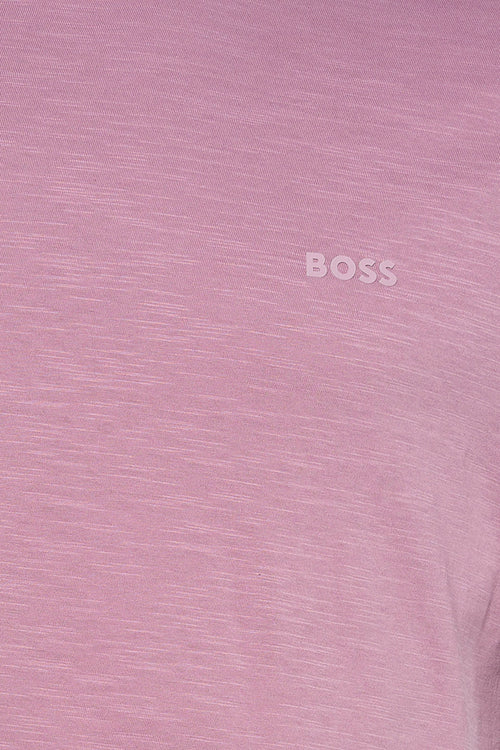 T-shirt à manches courtes rose de BOSS ORANGE, avec un effet chiné et un logo discret.