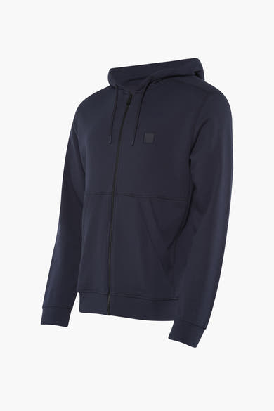 Sweat à capuche bleu de BOSS ORANGE avec fermeture éclair et capuche.