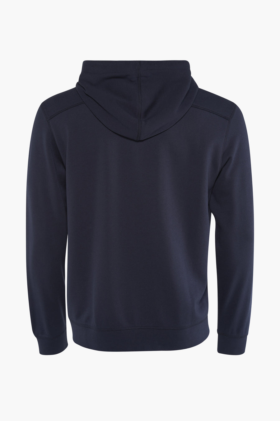 Sweat à capuche bleu de BOSS ORANGE, avec une capuche, vu de dos.

