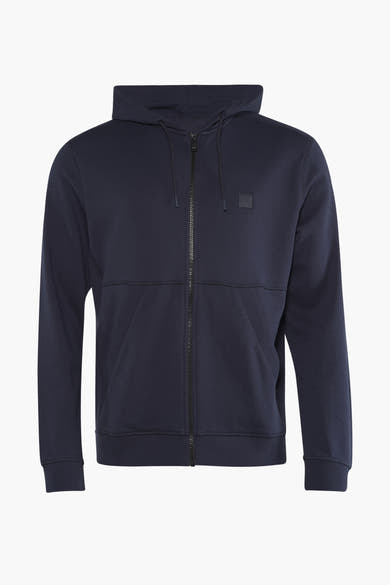 Sweat à capuche bleu marine de BOSS ORANGE avec fermeture éclair et logo discret.