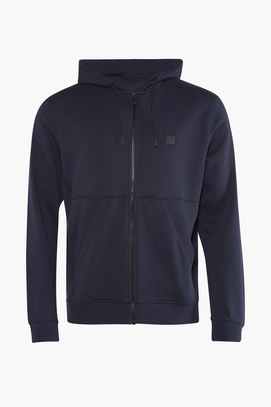Sweat à capuche bleu marine de BOSS ORANGE avec fermeture éclair et logo discret.