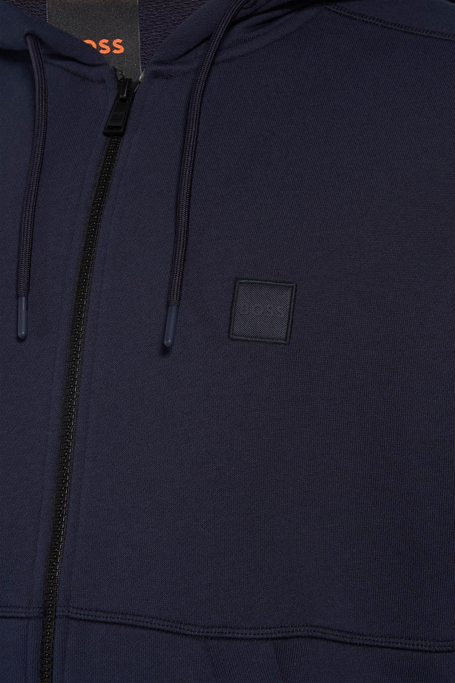 Sweat à capuche bleu marine par BOSS ORANGE, avec fermeture éclair et cordon de serrage.