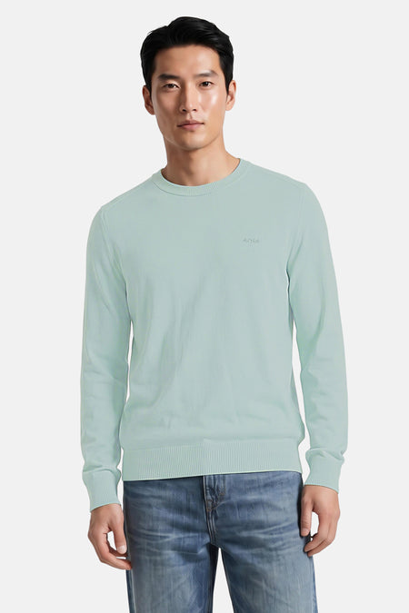 Pull met ronde hals - turquoise