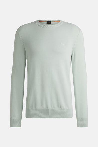 Pull à col rond bleu de BOSS ORANGE, en tricot uni à manches longues.