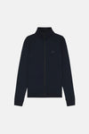 Sweat bleu foncé à col montant de BOSS ORANGE, avec fermeture éclair et patch logo carré sur la poitrine.