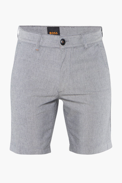 Bermuda gris de BOSS ORANGE, avec une texture subtile à chevrons et une coupe moderne.