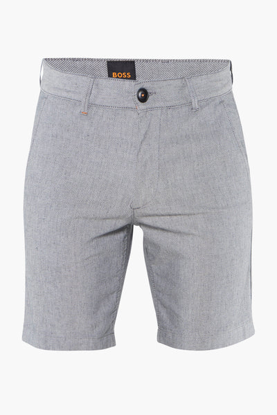 Bermuda gris de BOSS ORANGE, avec une texture subtile à chevrons et une coupe moderne.