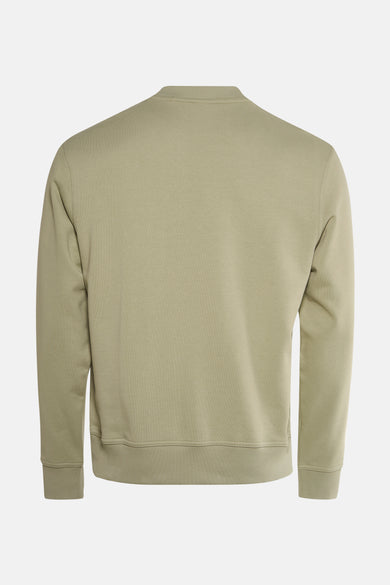 Sweat-shirt vert de BOSS ORANGE, vue arrière, avec col rond et bordures côtelées.
