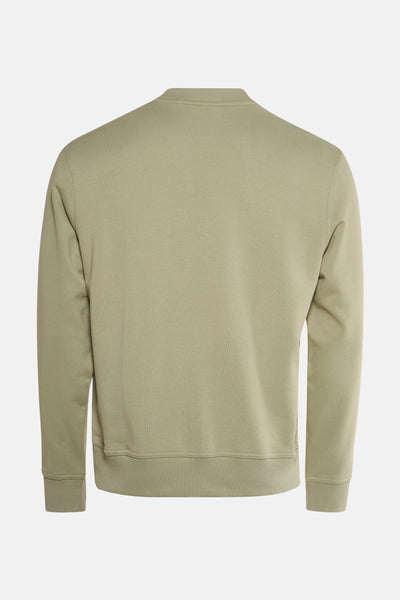 Sweat-shirt vert de BOSS ORANGE, vue arrière, avec col rond et bordures côtelées.