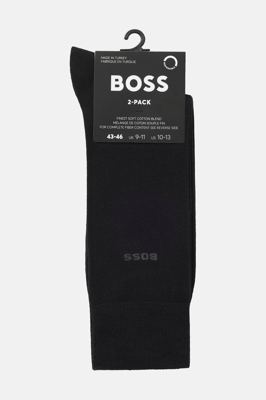 Chaussettes courtes noires par BOSS ORANGE avec logo ton sur ton sur la jambe.