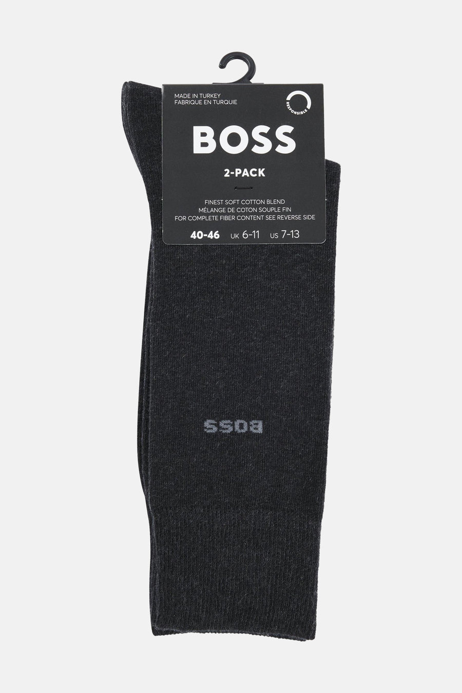 Chaussettes courtes grises en coton, de BOSS ORANGE, avec une texture côtelée subtile et logo discret.