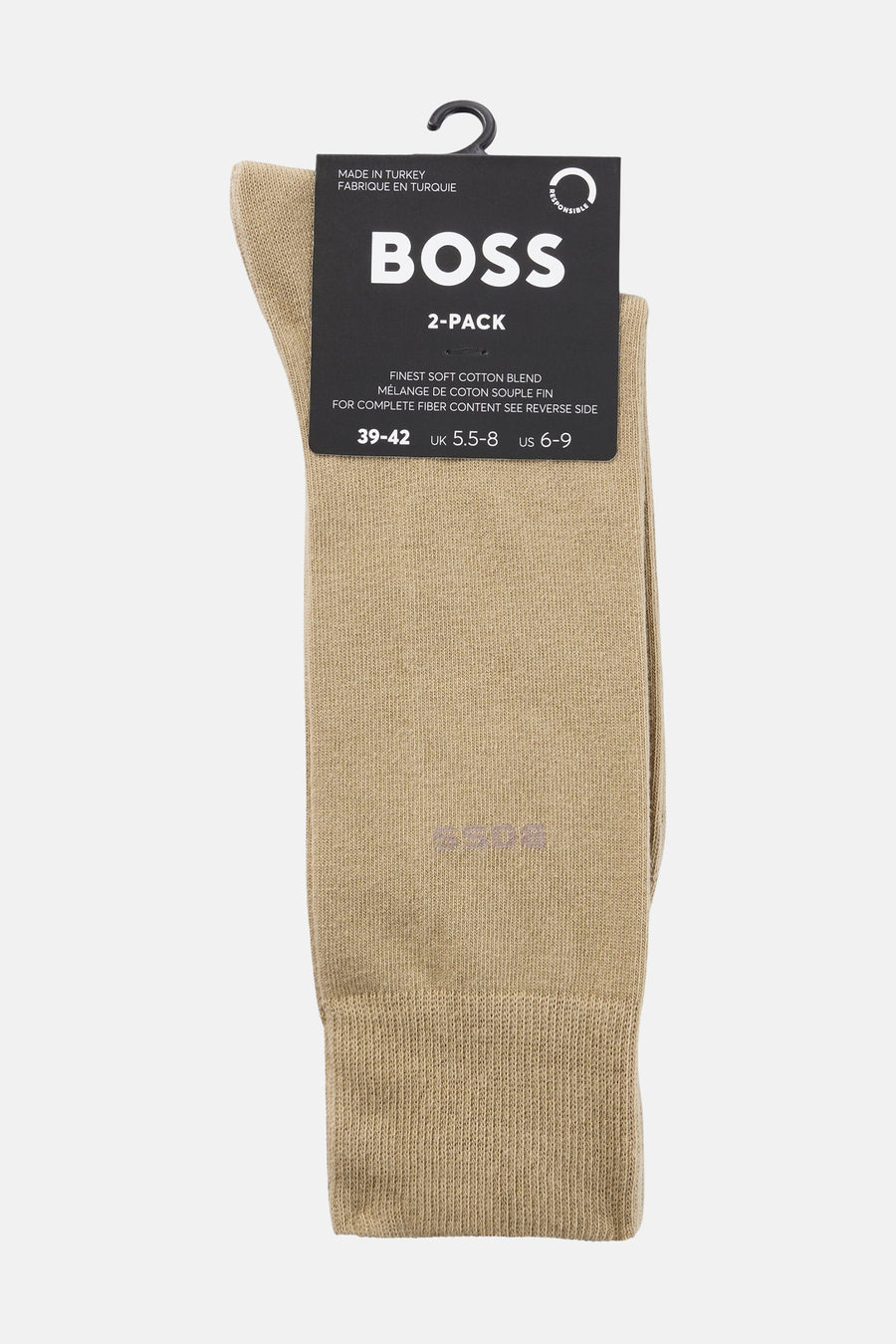 Chaussettes courtes beige de BOSS ORANGE, avec une texture côtelée au niveau de la cheville.
