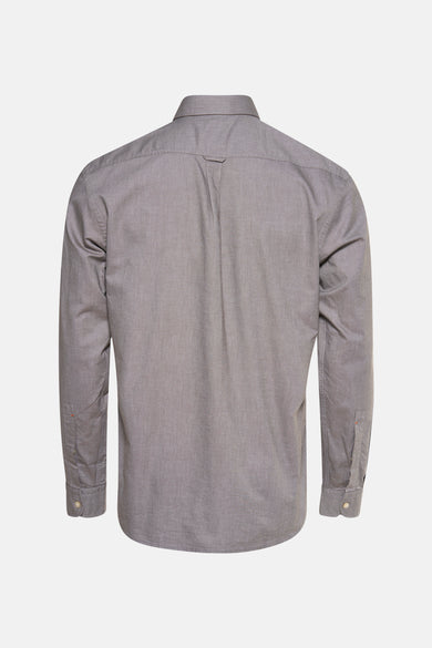 Chemise à manches longues grise de BOSS ORANGE, vue de dos, avec patte d'accrochage.