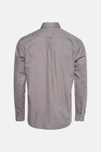 Chemise à manches longues grise de BOSS ORANGE, vue de dos, avec patte d'accrochage.