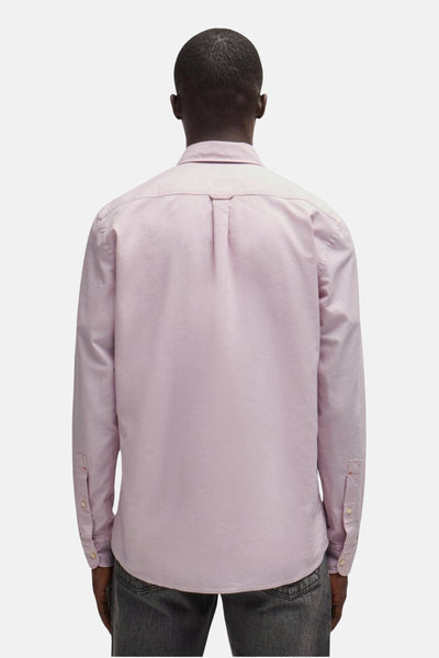 Roze overhemd met lange mouwen van BOSS ORANGE, met rugplooi en afgeronde zoom.