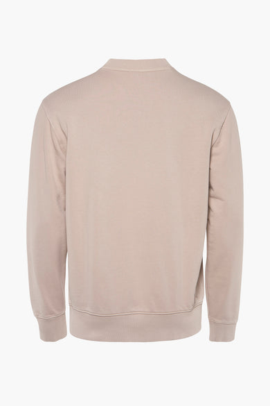 Sweat-shirt beige de BOSS ORANGE, coupe classique avec col rond et bordures côtelées.