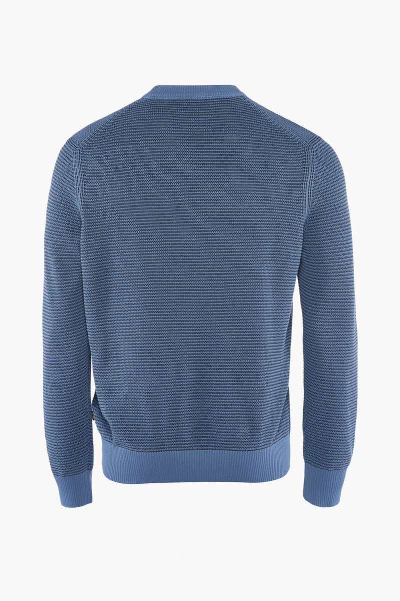 Pull bleu à col rond de BOSS ORANGE, avec une texture tricotée distinctive.