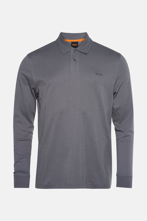 Polo met lange mouwen - grijs