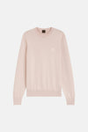 Pull rose à col O de BOSS ORANGE en maille lisse avec logo carré ton sur ton sur la poitrine.