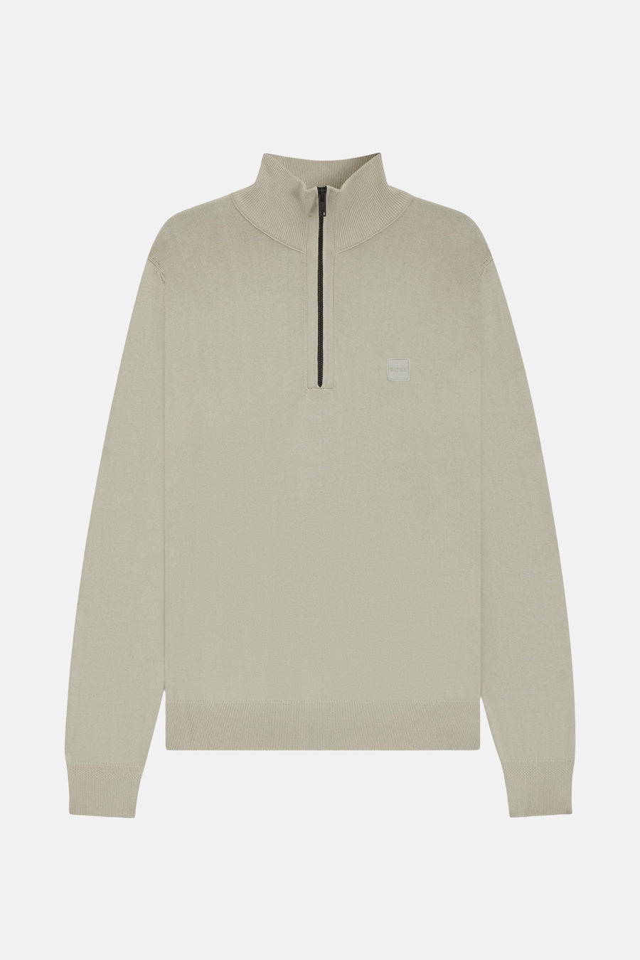 Pull col roulé gris de BOSS ORANGE avec une fermeture éclair courte noire.