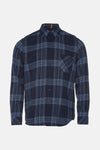 Blauw geruit overhemd met lange mouwen van BOSS ORANGE, met borstzak en knoopkraag.